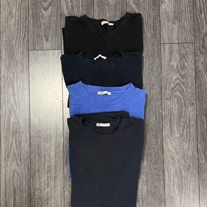 Zara Men’s Set of Four Black and Blue T-Shirts Large